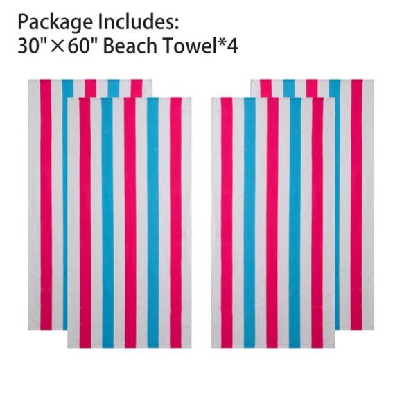 4 Pack Large Oversized Beach Towels Set 30"*60" Cabana Stripe Pool - Picture 4 of 7